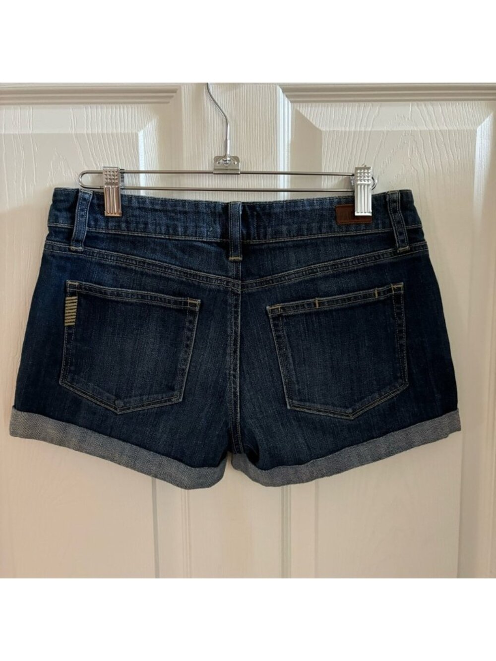 Women’s Blue Denim Cuffed Distressed Jean Shorts, Size 26 - Picture 2 of 2